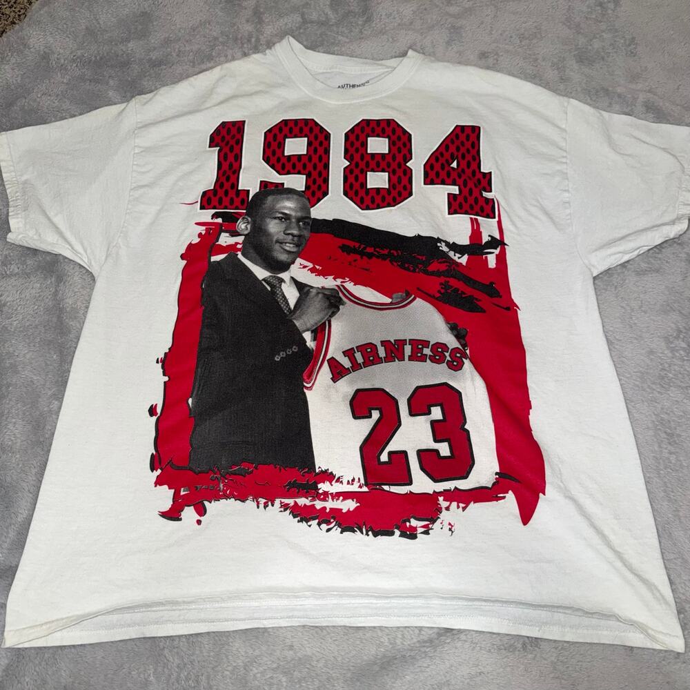 Michael Jordan Airness 1984 Draft Day Vintage Style T-Shirt Men’s 2X White